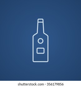 Glass bottle line icon for web, mobile and infographics. Vector light blue icon isolated on blue background.