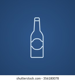 Glass bottle line icon for web, mobile and infographics. Vector light blue icon isolated on blue background.