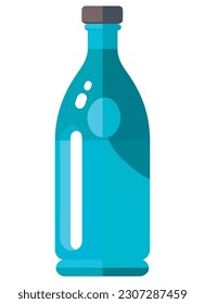 glass bottle with liquid refreshment inside isolated