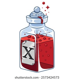 Glass bottle of liquid substances, glass container with blood
