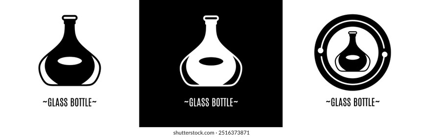 Conjunto de logotipo de botella de vidrio. Colección de logos en blanco y negro. Vector de acciones.