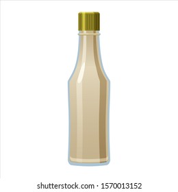 Glass bottle of Mayonnaise with screw cup. Vector illustration cartoon style isolated on white