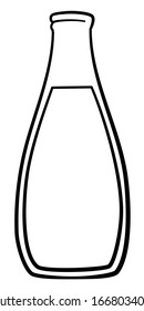 Glass bottle of milk in black lines isolated illustration. White background, vector.