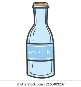 Glass bottle of milk in doodle
