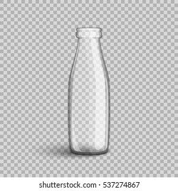 Glass bottle milk. Isolated on a transparent background. Vector illustration.