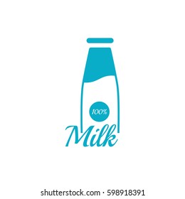 Glass bottle of milk. Modern vector icon. 