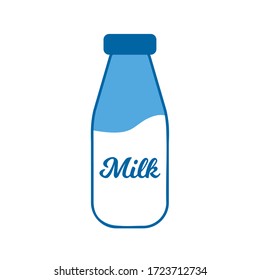 Glass bottle with a milk on white background. Elements for World Milk Day. Stock Vector illustration.