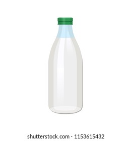 Glass bottle with a milk. Vector illustration isolated on white background