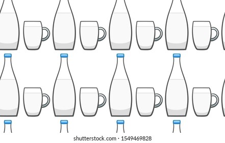 Glass bottle and mug with mineral water pattern
