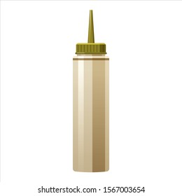 Glass bottle of Mustard with cup. Vector illustration cartoon style isolated on white