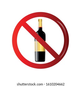 Glass bottle not allowed sign. Red prohibition symbol sign vector illustration design.