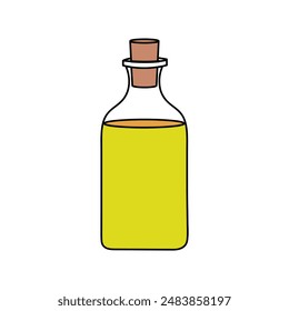  glass bottle of oil with cork , cooking oil , olive oil bottle , vector , clip art