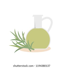 Glass bottle oil. Isolated vector illustration