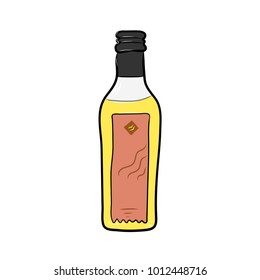 Glass bottle with olive oil. Pattern made in vector.