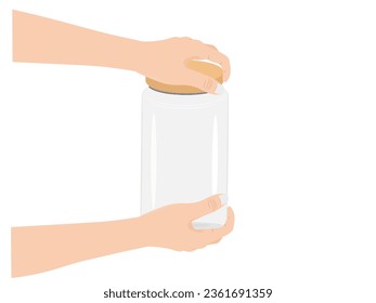 Botella de vidrio sobre fondo blanco.