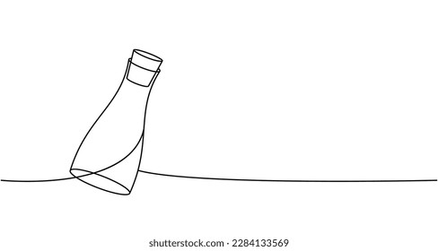 Glass bottle one line continuous drawing. Empty glass or plastic bottle continuous one line illustration. Vector linear illustration.