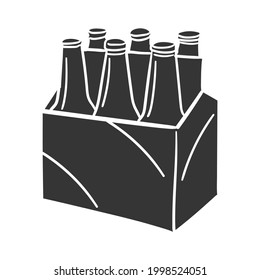 Glass Bottle Pack Icon Silhouette Illustration. Beer Vector Graphic Pictogram Symbol Clip Art. Doodle Sketch Black Sign.