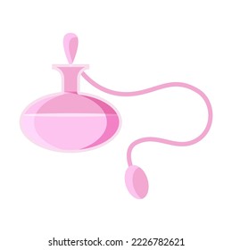 Glass bottle with perfume. Symbol of France. Cartoon vector illustration. France, culture, fragrance concept