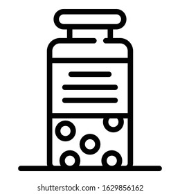 Glass bottle for pills icon. Outline glass bottle for pills vector icon for web design isolated on white background