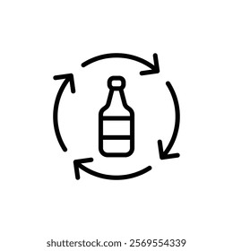 Glass bottle recycle icon Thin vector set