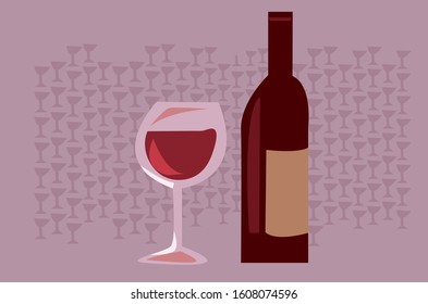 a glass and a bottle of red wine