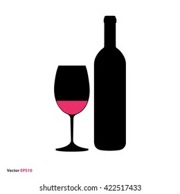 Glass and bottle of red wine