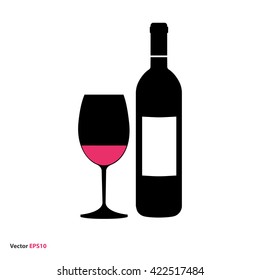 Glass and bottle of red wine