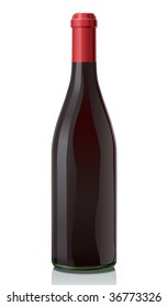 Glass bottle with red wine. Classic Burgundy style. Serie of images. You can find many various types of realistic vector illustrations of wine bottles in my portfolio