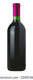 glass bottle of red wine vector illustration