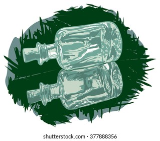 Glass bottle with reflection, vector