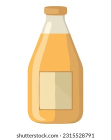 glass bottle with refreshing organic drink over white