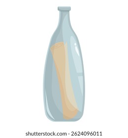 Glass bottle with a rolled up paper message inside