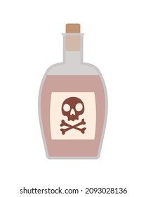 Eine Glasflasche Rum oder Gift, ein Raubgetränk. Vektorgrafik, Symbol im flachen Stil.