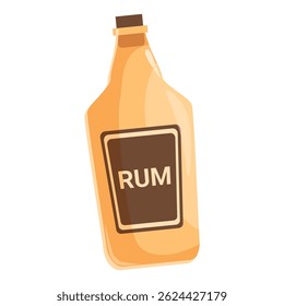Glass bottle of rum is standing on a white background