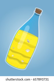 Glass bottle with sand and seashells. Vector Image