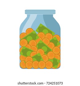 Glass bottle with savings