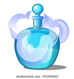 Glass bottle with scented liquid. Vector illustration.
