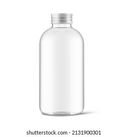 Glass bottle with screw cap mockup. Can be used for medical, cosmetic, food. Vector illustration isolated on white background. EPS10.	 svg