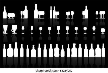glass and bottle set, vector
