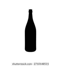 Glass bottle silhouette vector flat design on white background.