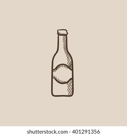 Glass bottle sketch icon.