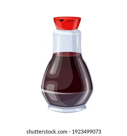 Glass bottle of soy sauce. Vector illustration for ad soy product.