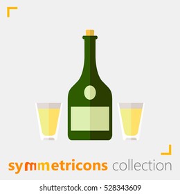 Glass bottle with two filled cups minimal vector icon for web and mobile from symmetricons collection