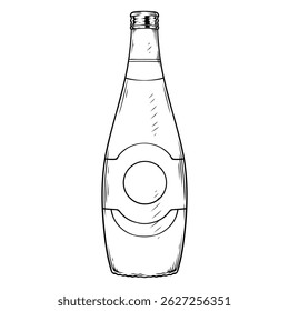 glass bottle vector line art drawing illustration