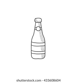 Glass bottle vector sketch icon isolated on background. Hand drawn Glass bottle icon. Glass bottle sketch icon for infographic, website or app.