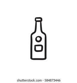 Icono de esbozo vectorial de botella de vidrio aislado en el fondo. Icono de botella de vidrio dibujado a mano. Icono de boceto de botella de vidrio para infografía, sitio web o aplicación.