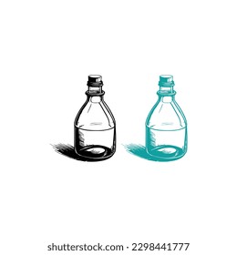 Vector de botellas de vidrio, vectores vintage de botellas de aceites esenciales, botellas de aceites esenciales, vector de botellas de medicamentos.