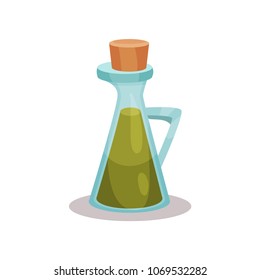 Glass bottle of vinegar vector Illustration on a white background