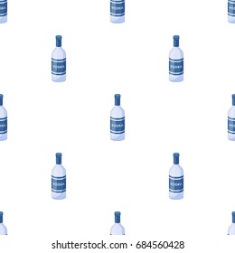 Glass bottle of vodka icon in cartoon style isolated on white background. Russian country symbol stock vector illustration.