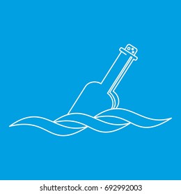 Glass bottle in a water icon blue outline style isolated vector illustration. Thin line sign